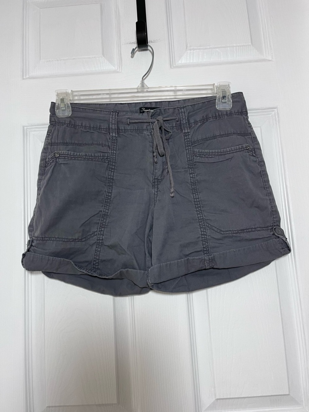 Supplies 100% Cotton Gray Drawstring Utility  Shorts
